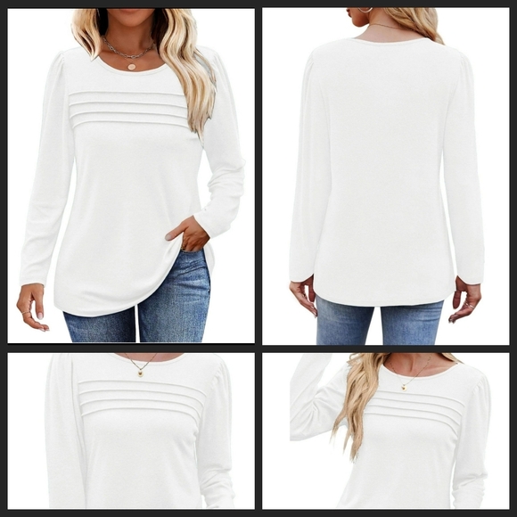 Fantaslook - Large White Long Sleeve Women's Top - Picture 2 of 9